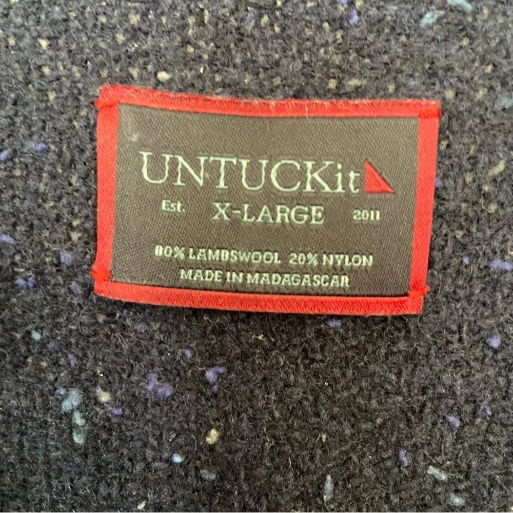 Untuckit Sweater Men’s XL Blue Wool Knit Pullover Cardigan Lambswool Warm Preppy